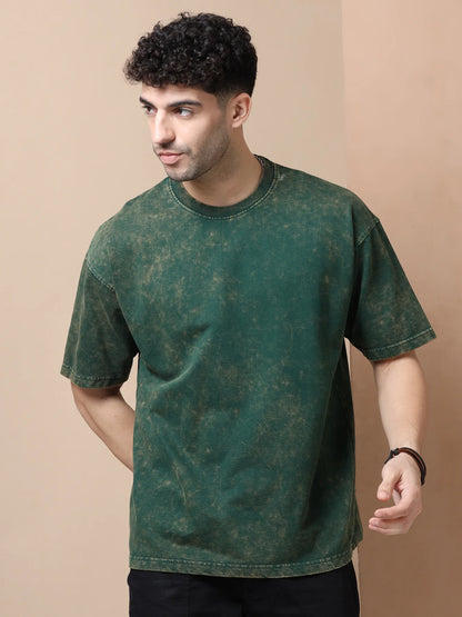 Acid Washed Oversized T-Shirt | Bottle Green – Premium Streetwear Essential