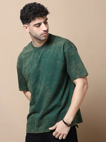 Acid Washed Oversized T-Shirt | Bottle Green – Premium Streetwear Essential