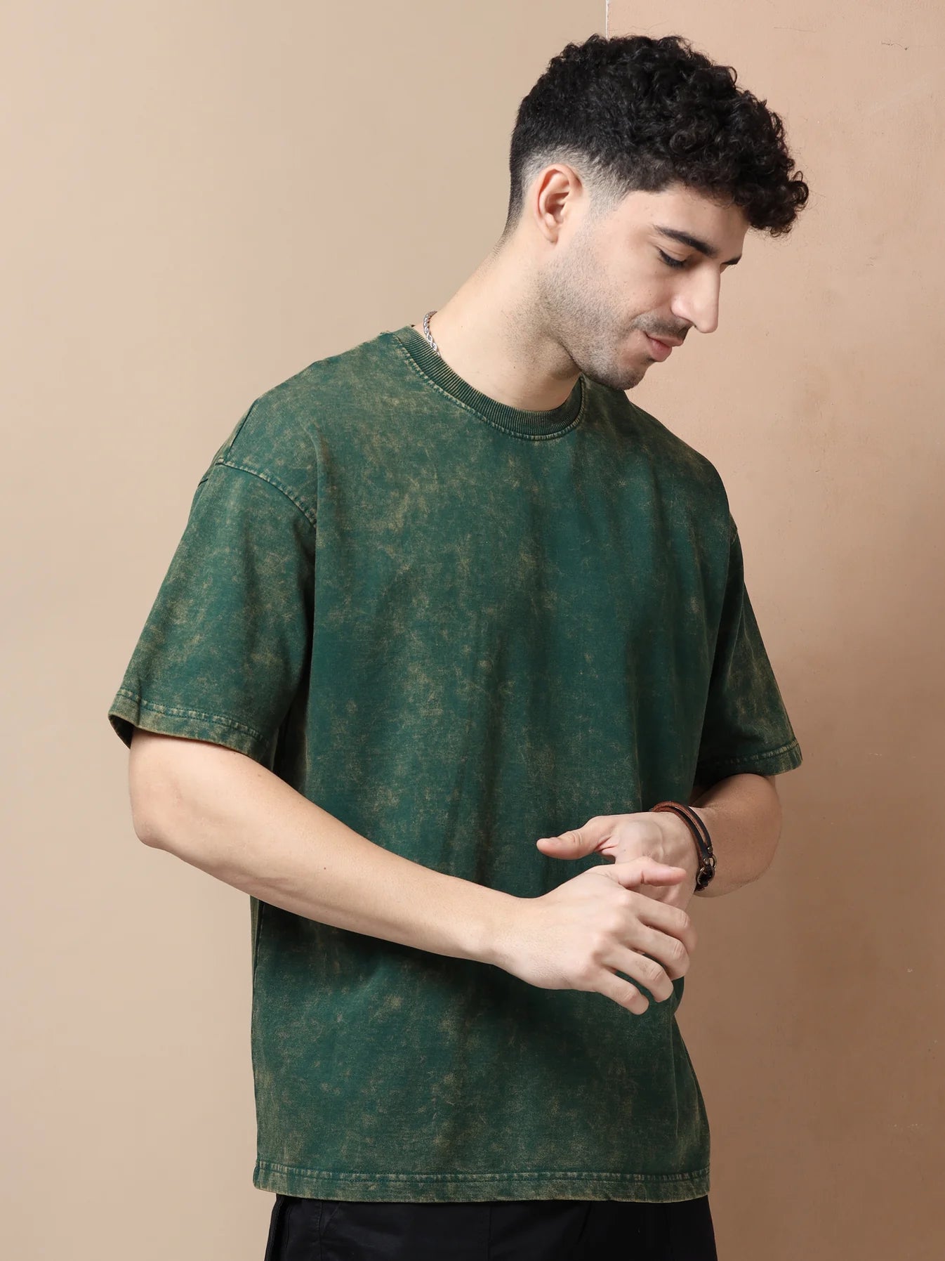 Acid Washed Oversized T-Shirt | Bottle Green – Premium Streetwear Essential