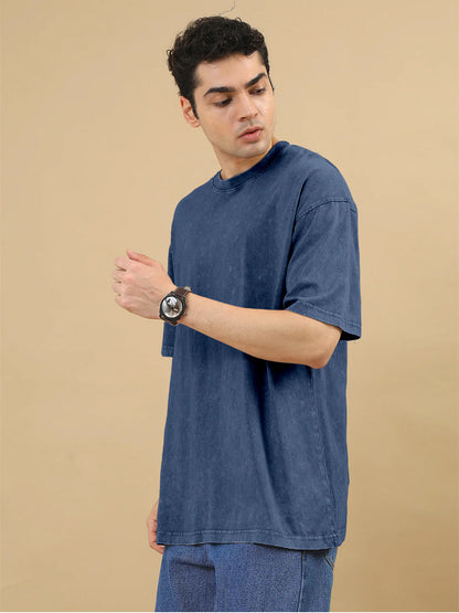 Acid Wash Oversized T-Shirt | Navy Blue – Premium Streetwear Essential