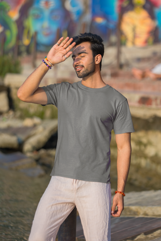 Essential Basics Crew T-Shirt | Charcoal Melange UC21
